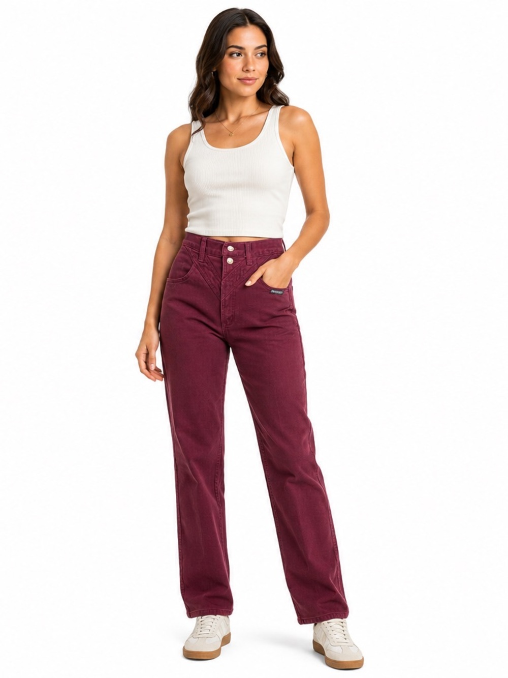 Vintage Rockies Jeans 26/36 Burgundy High Rise Western Mom Jeans Cowboy USA
